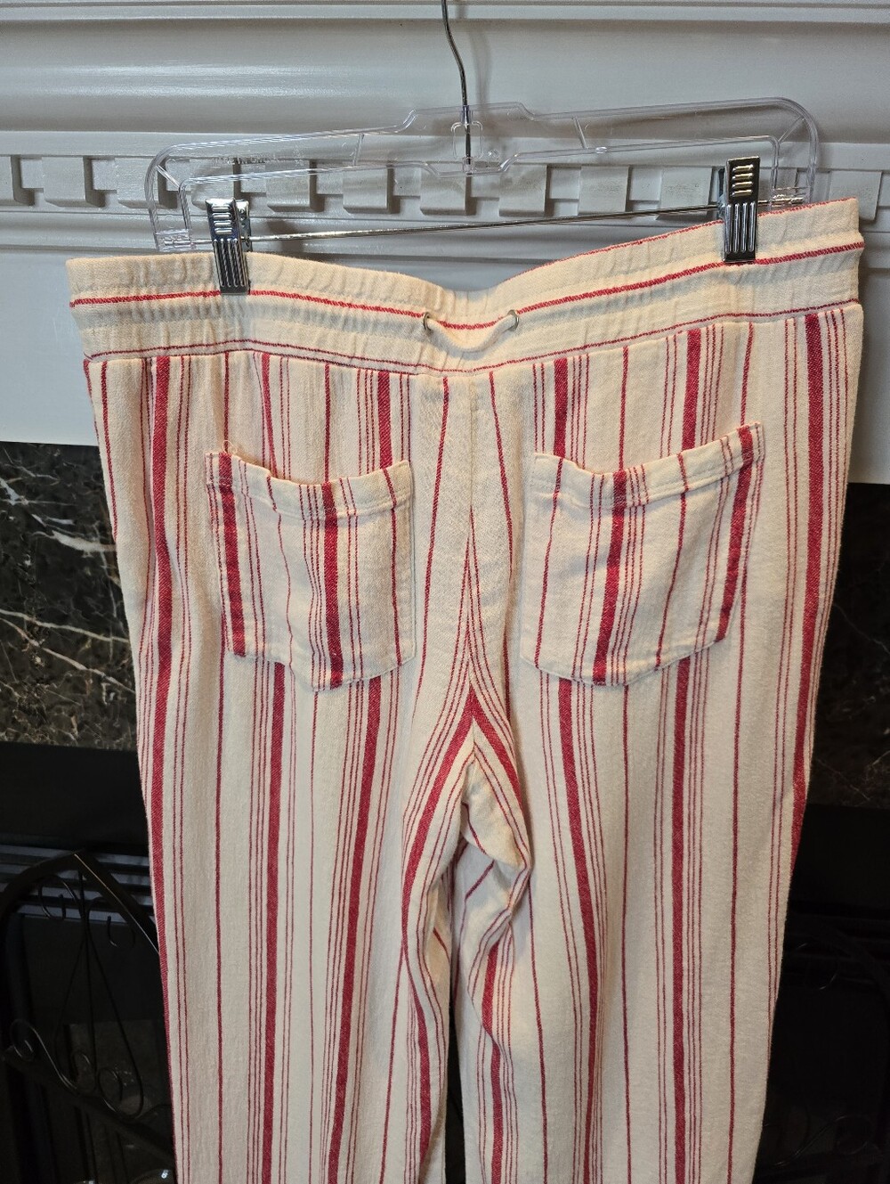 JOLT LINEN BLEND ROP BELTED LOOSE PANTS, WHITE RED XL - Picture 6 of 10